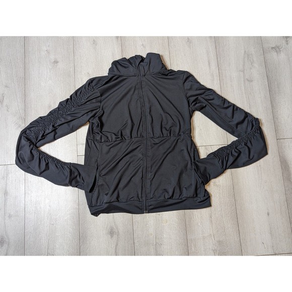 Te Verde Women's  Medium Dark Gray Track Jacket  Fitted Thumb Holes Runched - Picture 1 of 14